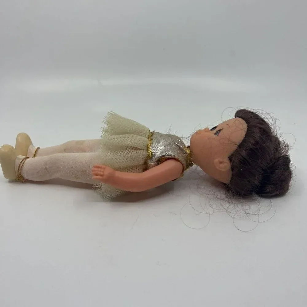 Vintage U.D.co Doll Ballerina Blue Eyes Dress Tutu‎ Brown Hair Hong Kong 9.5